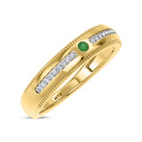 Photo of Evanthe 1/3 CT. T.W. Emerald and Diamond Matching Wedding Band Set 14K Yellow Gold [BT2142YM]