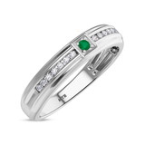 Photo of Holly 2 Carat T.W. Emerald and Diamond Trio Matching Wedding Ring Set 14K White Gold [BT2141WM]