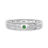 Photo of Kalina 1/7 Carat T.W. Emerald and Diamond Mens Wedding Band 10K White Gold [BT2136WM]