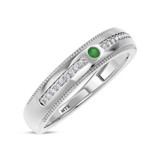 Photo of Kalina 1/7 Carat T.W. Emerald and Diamond Mens Wedding Band 10K White Gold [BT2136WM]