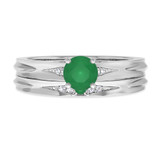 Photo of Irit 7/8 Carat T.W. Emerald and Diamond Matching Bridal Ring Set 10K White Gold [BR2148W-C000]