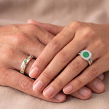 Photo of Mawar 1 1/7 Carat T.W. Emerald and Diamond Trio Matching Wedding Ring Set 14K Rose Gold [BT2145R-C000]
