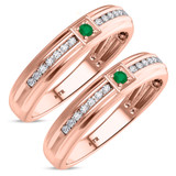 Photo of Holly 1/5 Carat T.W. Emerald and Diamond Matching Wedding Band Set 10K Rose Gold [WM2141R]