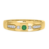 Photo of Kassia 1/6 CT. T.W. Emerald and Diamond Mens Wedding Band 14K Yellow Gold [BT2155YM]
