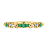 Photo of Garland 1/3 CT. T.W. Emerald and Diamond Matching Wedding Band Set 10K Yellow Gold [BT2144YL]