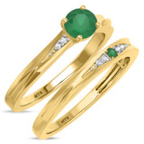 Photo of Irit 7/8 CT. T.W. Emerald and Diamond Matching Bridal Ring Set 14K Yellow Gold [BR2148Y-C000]