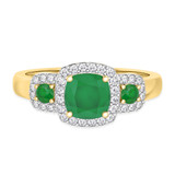 Photo of Kalina 1 1/2 CT. T.W. Emerald and Diamond Trio Matching Wedding Ring Set 10K Yellow Gold [BT2136YE-C000]