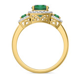 Photo of Kalina 1 1/2 CT. T.W. Emerald and Diamond Trio Matching Wedding Ring Set 10K Yellow Gold [BT2136YE-C000]