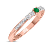 Photo of Magnol 1/6 Carat T.W. Emerald and Diamond Ladies Wedding Band 10K Rose Gold [BT2156RL]