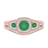 Photo of Diantha 1 1/10 Carat T.W. Emerald and Diamond Matching Bridal Ring Set 14K Rose Gold [BR2149R-C000]