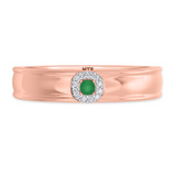 Photo of Delphine 1/5 Carat T.W. Emerald and Diamond Mens Wedding Band 14K Rose Gold [BT2150RM]