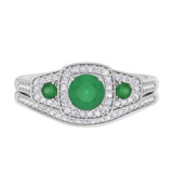 Photo of Diantha 1 1/10 CT. T.W. Emerald and Diamond Matching Bridal Ring Set 10K White Gold [BR2149W-C000]