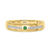 Photo of Kalina 1 1/2 CT. T.W. Emerald and Diamond Trio Matching Wedding Ring Set 14K Yellow Gold [BT2136YM]