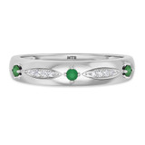 Photo of Mawar 1/3 CT. T.W. Emerald and Diamond Matching Wedding Band Set 14K White Gold [BT2145WM]