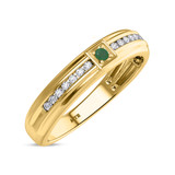 Photo of Holly 1/5 CT. T.W. Emerald and Diamond Mens Wedding Band 14K Yellow Gold [BT2141YM]