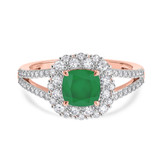 Photo of Evanthe 2 CT. T.W. Emerald and Diamond Trio Matching Wedding Ring Set 10K Rose Gold [BT2142RE-C000]