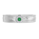 Photo of Delphine 1/5 Carat T.W. Emerald and Diamond Mens Wedding Band 10K White Gold [BT2150WM]