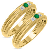 Photo of Magnol 1/4 Carat T.W. Emerald and Diamond Matching Wedding Band Set 10K Yellow Gold [WM2156Y]
