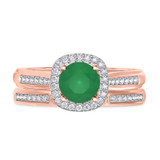 Photo of Delphine 1 3/8 CT. T.W. Emerald and Diamond Matching Bridal Ring Set 10K Rose Gold [BR2150R-C000]