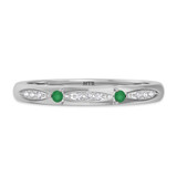 Photo of Mawar 1/10 CT. T.W. Emerald and Diamond Ladies Wedding Band 14K White Gold [BT2145WL]