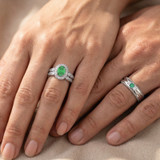 Photo of Magnol 1 1/10 Carat T.W. Emerald and Diamond Trio Matching Wedding Ring Set 10K White Gold [BT2156W-C000]