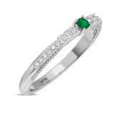 Photo of Magnol 1 1/10 Carat T.W. Emerald and Diamond Trio Matching Wedding Ring Set 10K White Gold [BT2156WL]