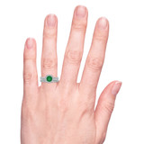 Photo of Delphine 1 1/2 Carat T.W. Emerald and Diamond Trio Matching Wedding Ring Set 14K White Gold [BR2150W-C000] [HT]
