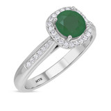 Photo of Delphine 1 1/2 Carat T.W. Emerald and Diamond Trio Matching Wedding Ring Set 14K White Gold [BT2150WE-C000]