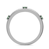 Photo of Mawar 1/5 CT. T.W. Emerald and Diamond Mens Wedding Band 14K White Gold [BT2145WM]