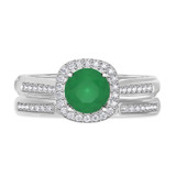 Photo of Delphine 1 3/8 Carat T.W. Emerald and Diamond Matching Bridal Ring Set 10K White Gold [BR2150W-C000]