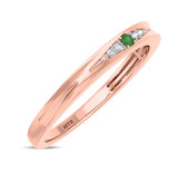Photo of Irit 1/8 CT. T.W. Emerald and Diamond Matching Wedding Band Set 14K Rose Gold [BT2148RL]