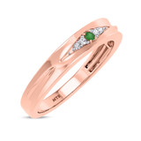 Photo of Irit 1/8 CT. T.W. Emerald and Diamond Matching Wedding Band Set 14K Rose Gold [BT2148RM]