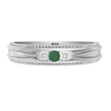 Photo of Magnol 1/8 Carat T.W. Emerald and Diamond Mens Wedding Band 10K White Gold [BT2156WM]