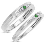 Photo of Irit 1/8 Carat T.W. Emerald and Diamond Matching Wedding Band Set 10K White Gold [WB2148W]