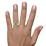 Photo of Delphine 1 1/2 CT. T.W. Emerald and Diamond Trio Matching Wedding Ring Set 10K Yellow Gold [BR2150Y-C000] [HT-2]