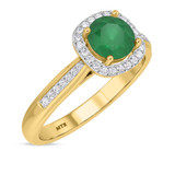 Photo of Delphine 1 1/2 CT. T.W. Emerald and Diamond Trio Matching Wedding Ring Set 10K Yellow Gold [BT2150YE-C000]