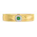 Photo of Delphine 1 1/2 CT. T.W. Emerald and Diamond Trio Matching Wedding Ring Set 10K Yellow Gold [BT2150YM]