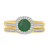 Photo of Delphine 1 3/8 Carat T.W. Emerald and Diamond Matching Bridal Ring Set 14K Yellow Gold [BR2150Y-C000]