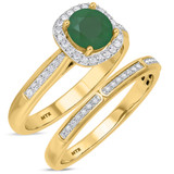 Photo of Delphine 1 3/8 Carat T.W. Emerald and Diamond Matching Bridal Ring Set 14K Yellow Gold [BR2150Y-C000]