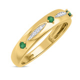Photo of Mawar 1 1/7 Carat T.W. Emerald and Diamond Trio Matching Wedding Ring Set 14K Yellow Gold [BT2145YM]