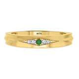 Photo of Irit 1/8 Carat T.W. Emerald and Diamond Matching Wedding Band Set 14K Yellow Gold [BT2148YM]