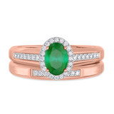 Photo of Chrisoula 7/8 CT. T.W. Emerald and Diamond Matching Bridal Ring Set 14K Rose Gold [BR2152R-C000]