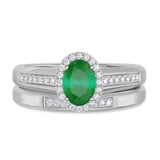 Photo of Chrisoula 7/8 CT. T.W. Emerald and Diamond Matching Bridal Ring Set 10K White Gold [BR2152W-C000]