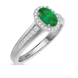 Photo of Chrisoula 7/8 CT. T.W. Emerald and Diamond Matching Bridal Ring Set 10K White Gold [BT2152WE-C000]