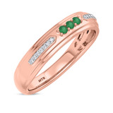 Photo of Diantha 1/3 Carat T.W. Emerald and Diamond Matching Wedding Band Set 14K Rose Gold [BT2149RM]