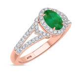 Photo of Bellerose 1 1/6 CT. T.W. Emerald and Diamond Matching Bridal Ring Set 10K Rose Gold [BT2134RE-C000]