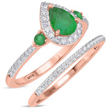 Photo of Ixora 1 1/4 Carat T.W. Emerald and Diamond Matching Bridal Ring Set 14K Rose Gold [BR2135R-C000]