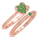 Photo of Manuka 1/5 CT. T.W. Emerald and Diamond Matching Bridal Ring Set 10K Rose Gold [BR2159R-C000]