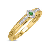 Photo of Lita 1/6 Carat T.W. Emerald and Diamond Mens Wedding Band  10K Yellow Gold [BT2153YM]