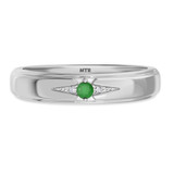Photo of Abilia 1/10 Carat T.W. Emerald and Diamond Mens Wedding Band 10K White Gold [BT2146WM]